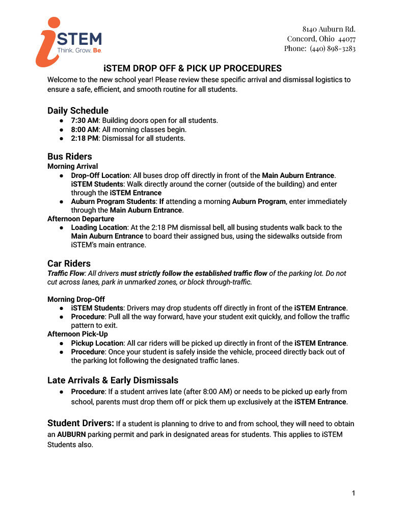 Drop Off Plan