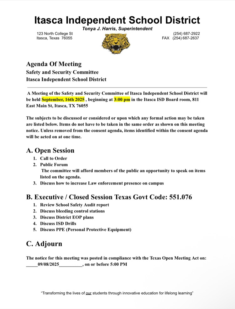 SSC meeting notice 
