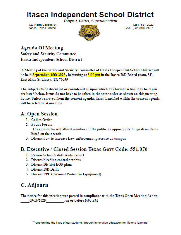 Official Meeting Notice