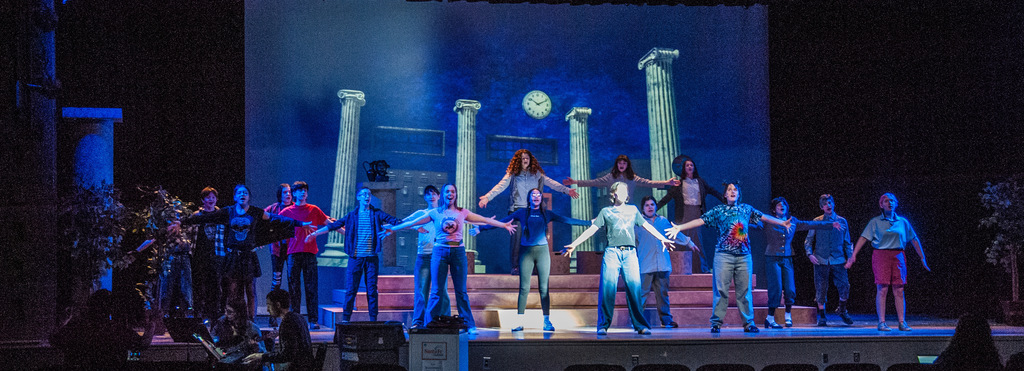 LACS students performing on stage in The Lightning Thief: The Percy Jackson musical