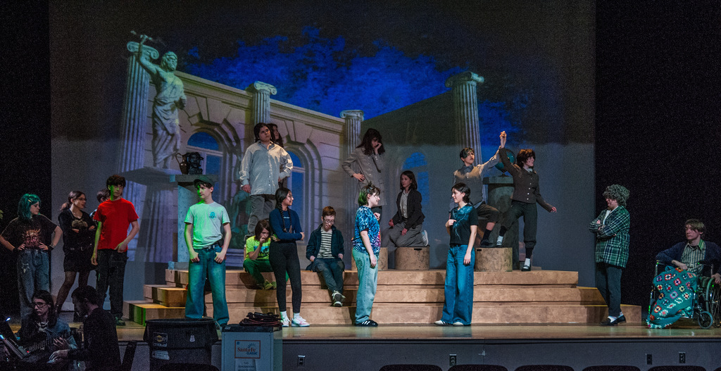 LACS students performing on stage in The Lightning Thief: The Percy Jackson musical