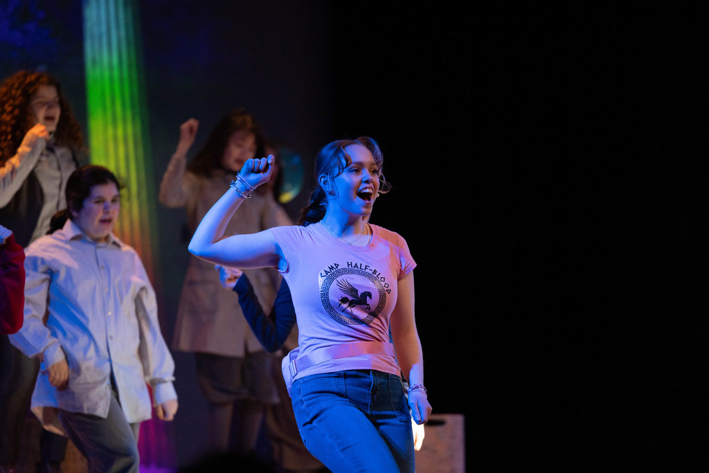 LACS students performing on stage in The Lightning Thief: The Percy Jackson musical