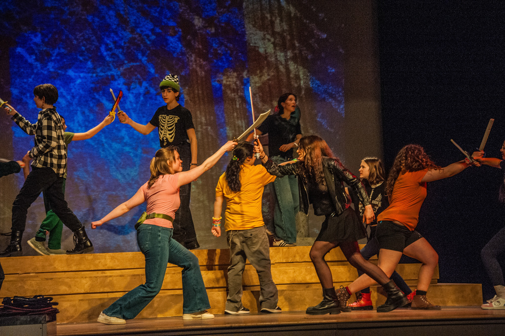 LACS students performing on stage in The Lightning Thief: The Percy Jackson musical