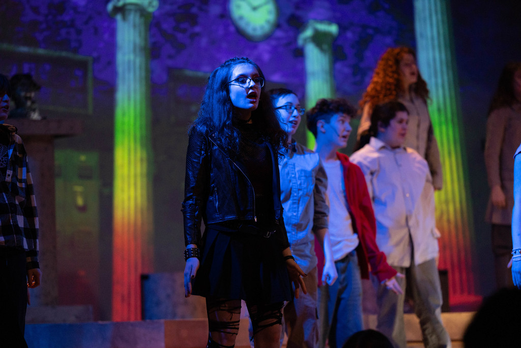 LACS students performing on stage in The Lightning Thief: The Percy Jackson musical