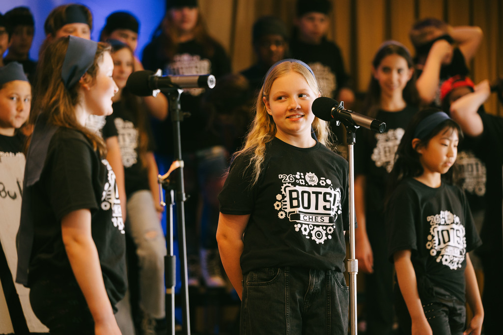 CHES 5th graders performing in the musical BOTS!