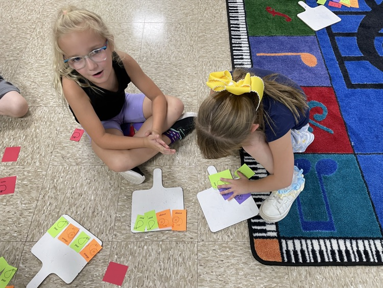 students practicing rhythm using fruit names