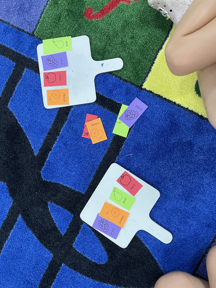 students practicing rhythm using fruit names