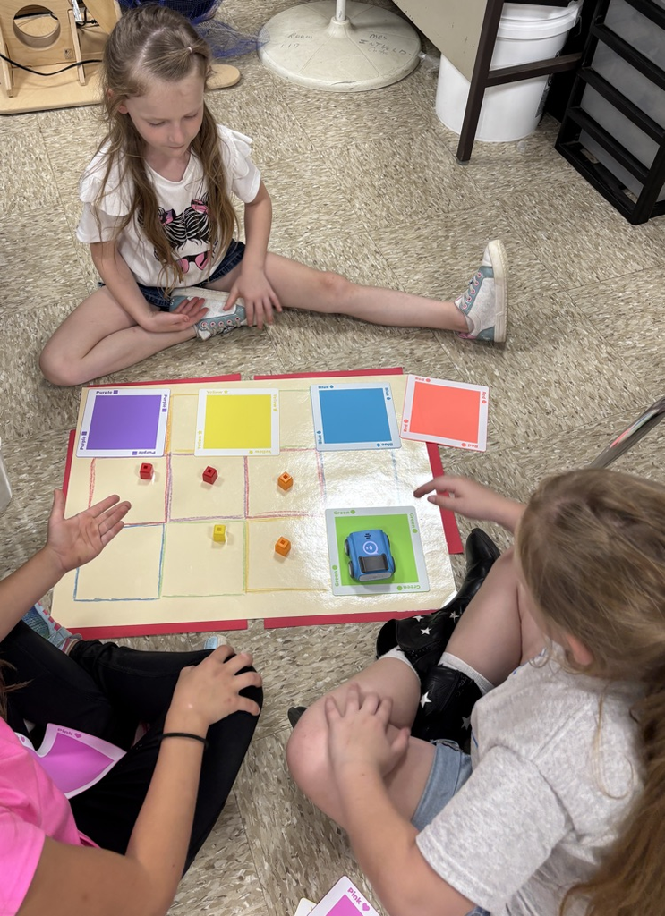 students with robots