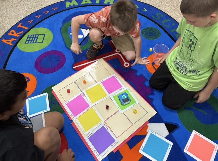 students with robots