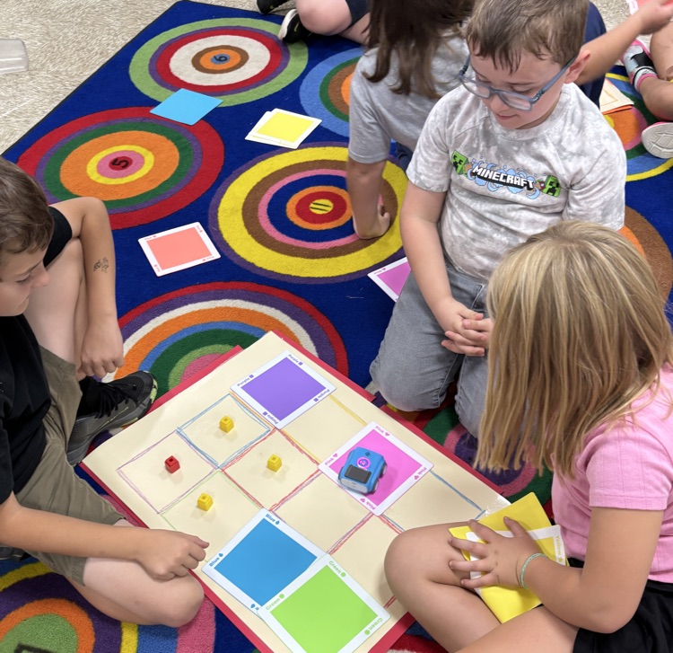 students with robots