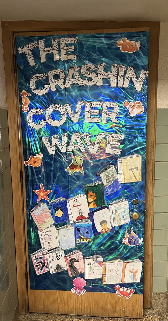 colorful door with pictures of books