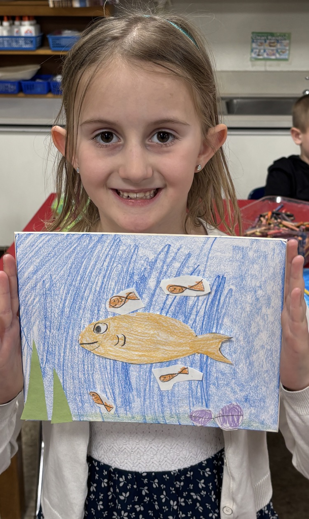 student with ocean picture