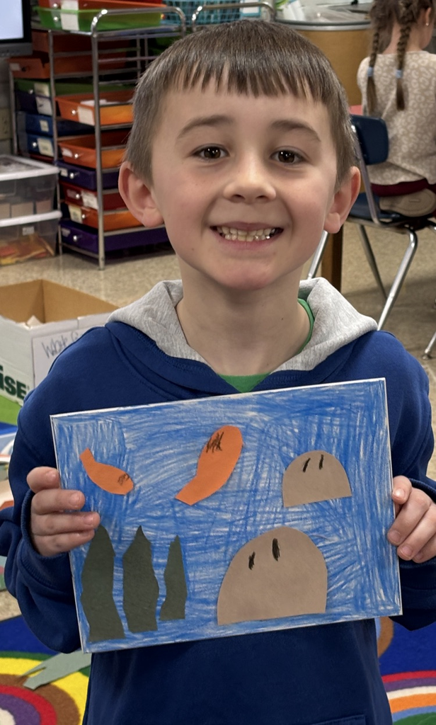 student with ocean picture