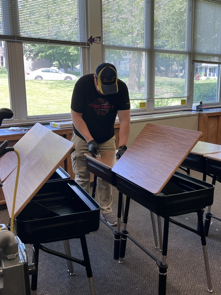 cleaning desks
