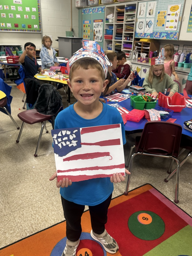 student with flag