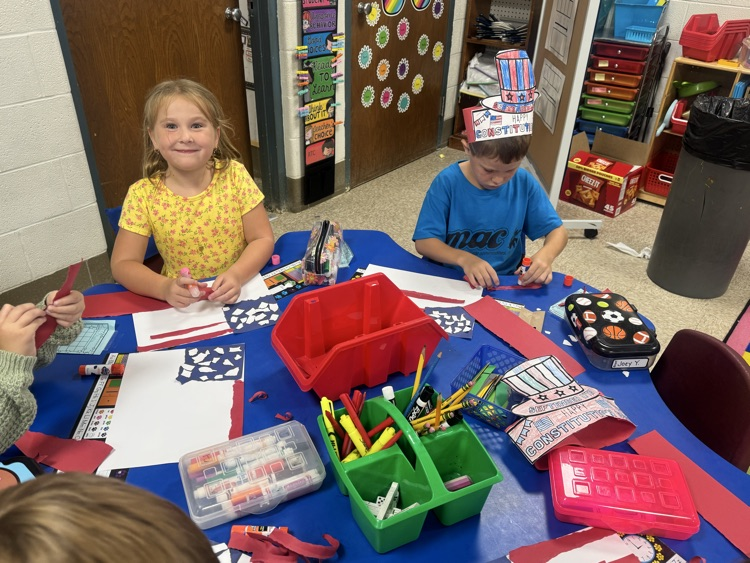 students creating flags