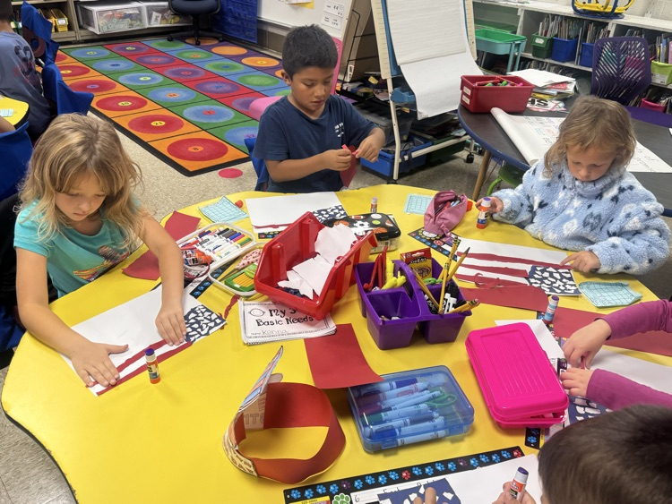 students creating flags