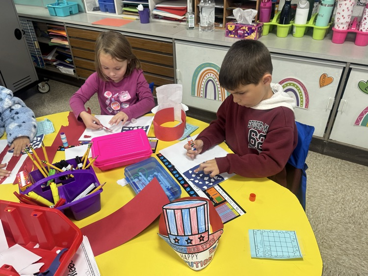 students creating flags