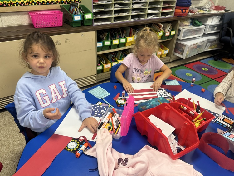 students creating flags