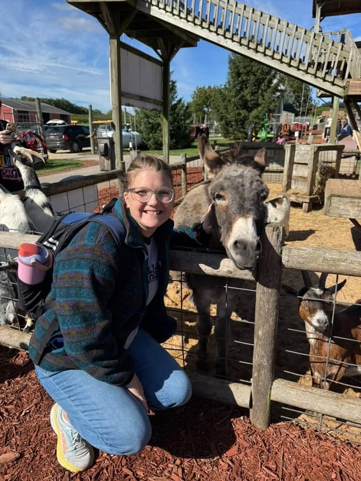 teacher with a donkey