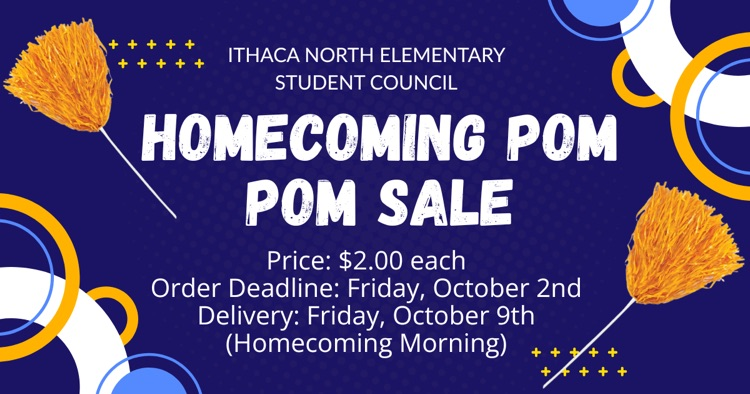 A flyer advertising the student council sales of yellow Pom Pom for homecoming as well as the profit to help our Hopps for Hunger program 