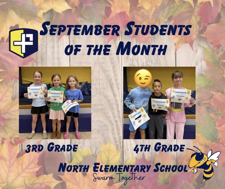 Third and fourth grade student of the month