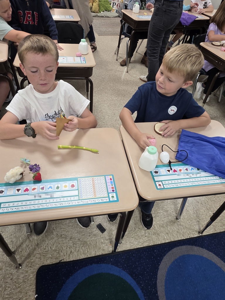 Students working at desks.