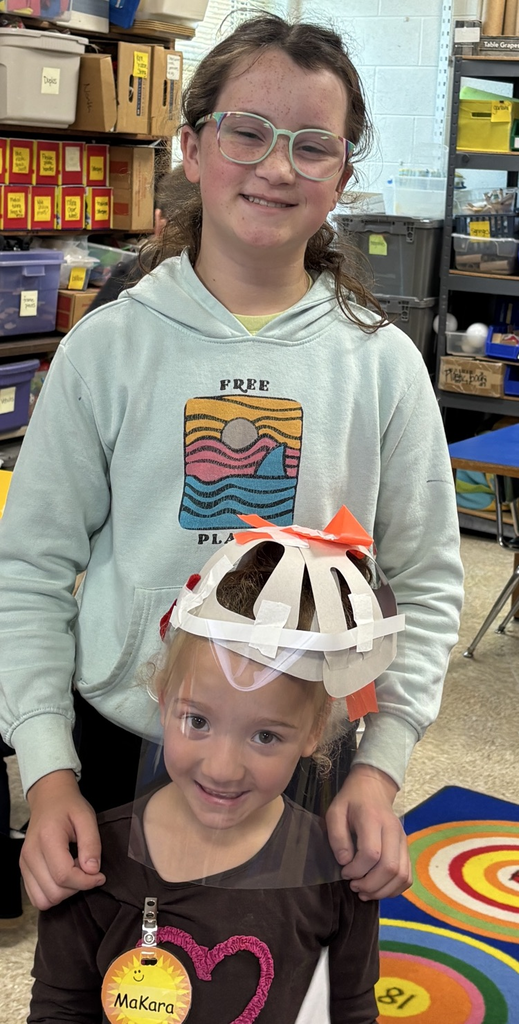 students with fire helmet model
