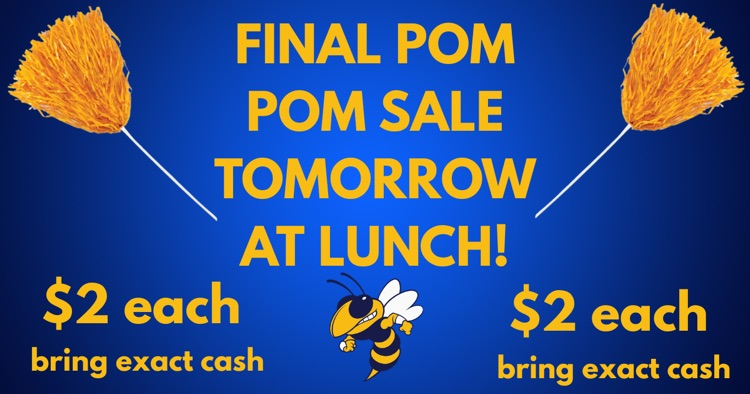 flyer for selling our last Pom Poms at lunch for $2