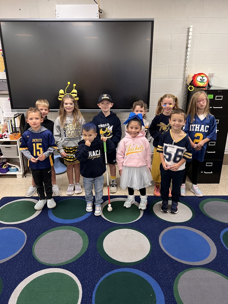 Students pictured in school colors.
