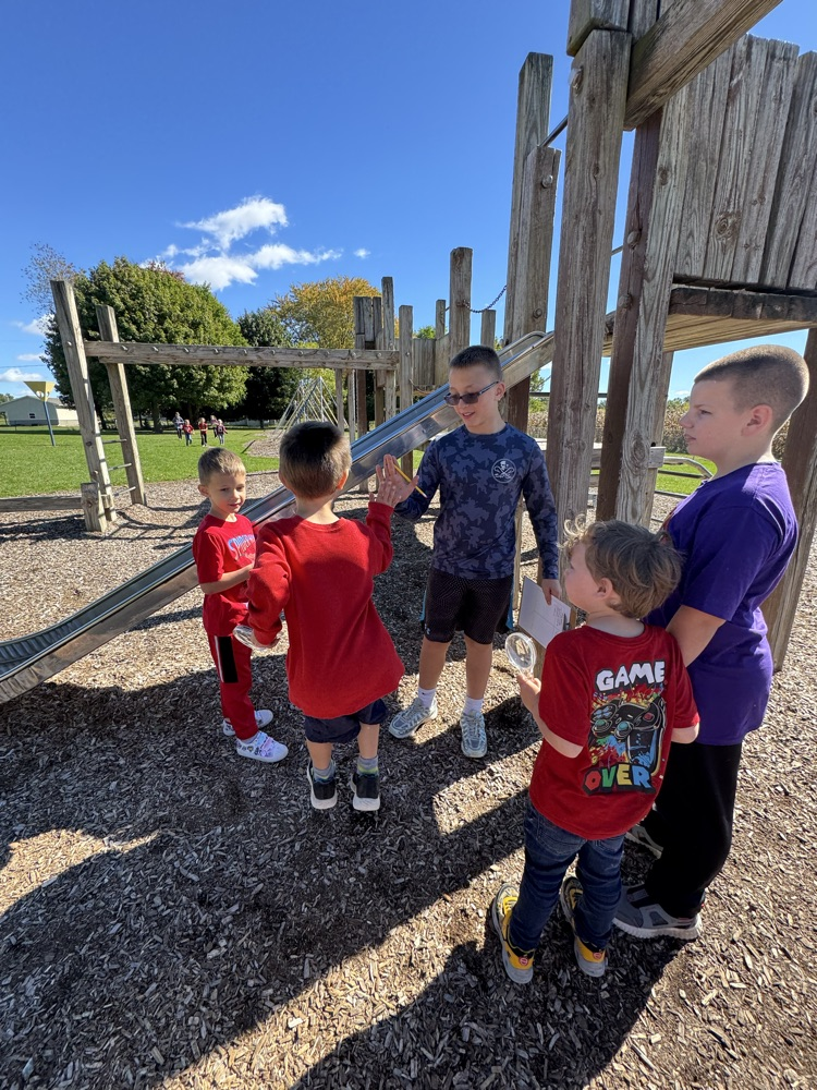 students outside exploring 