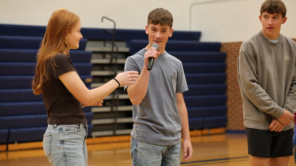 Homecoming Court Members responding to questions