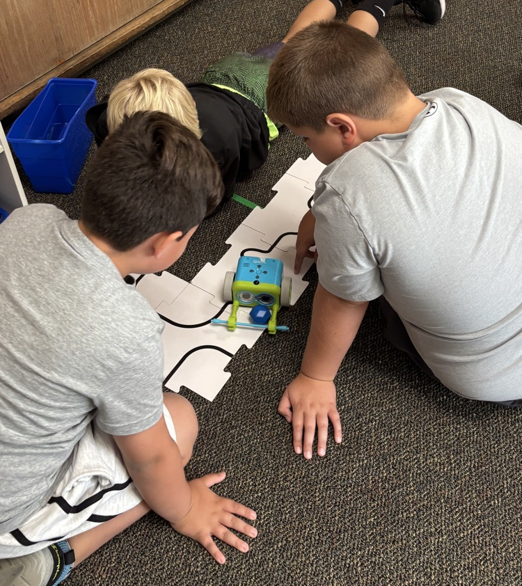 students using robot