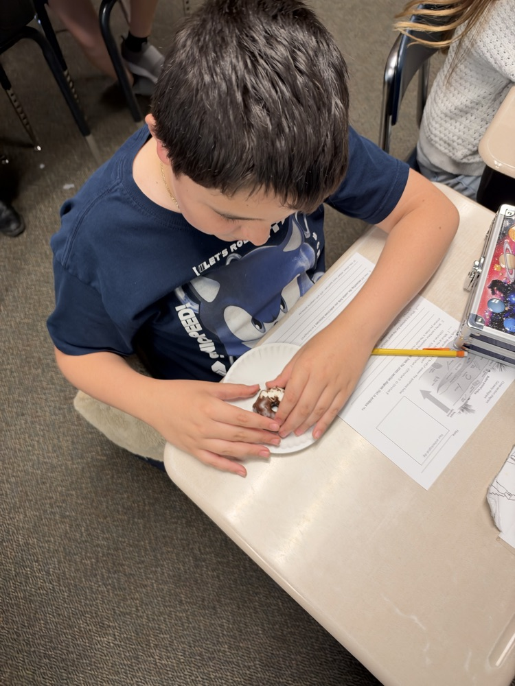 5th graders using a cookie to compare to the geosphere 