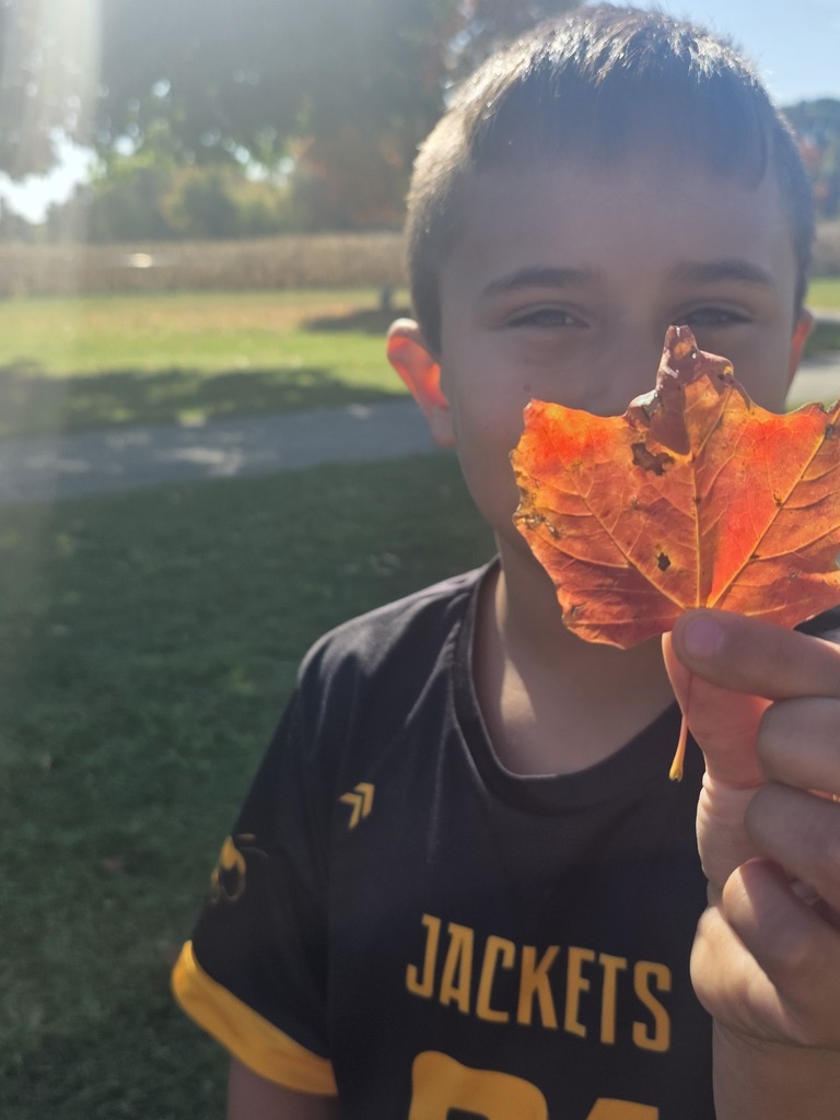 Student holding a leaf.