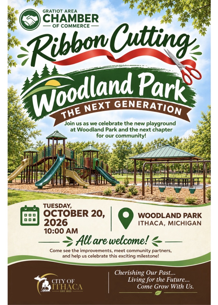 flyer for Woodland Park ribbon-cutting ceremony
