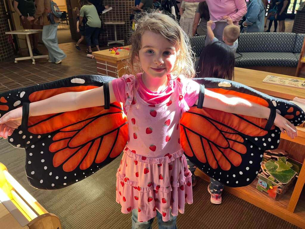 A student is dressed like a butterfly,