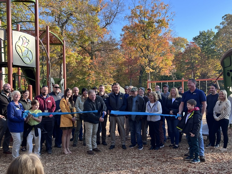 The official ribbon cutting for the new playscape at the park