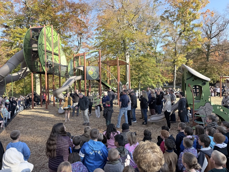 Students looking at the playground.