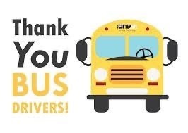 Picture of a yellow school bus with 'Thank You Bus Drivers' written next to it.