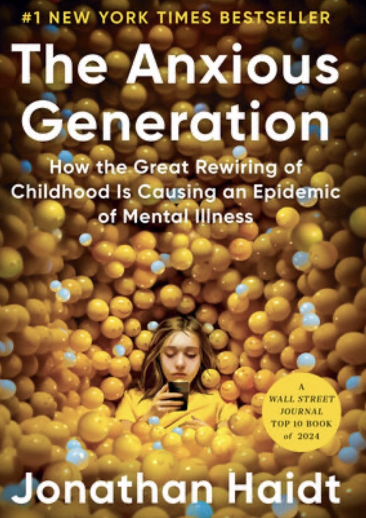A cover image of the book “The Anxious Generation” by Jonathan Haidt.