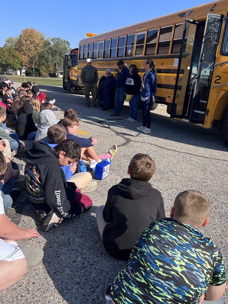 our wonderful bus drivers came over to talk to kids about bus safety 