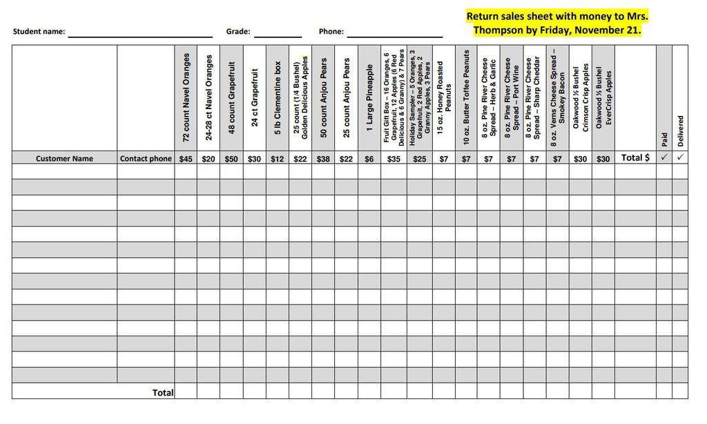 Ithaca Music Boosters Alsum Farms Fruit fundraiser order form 2025