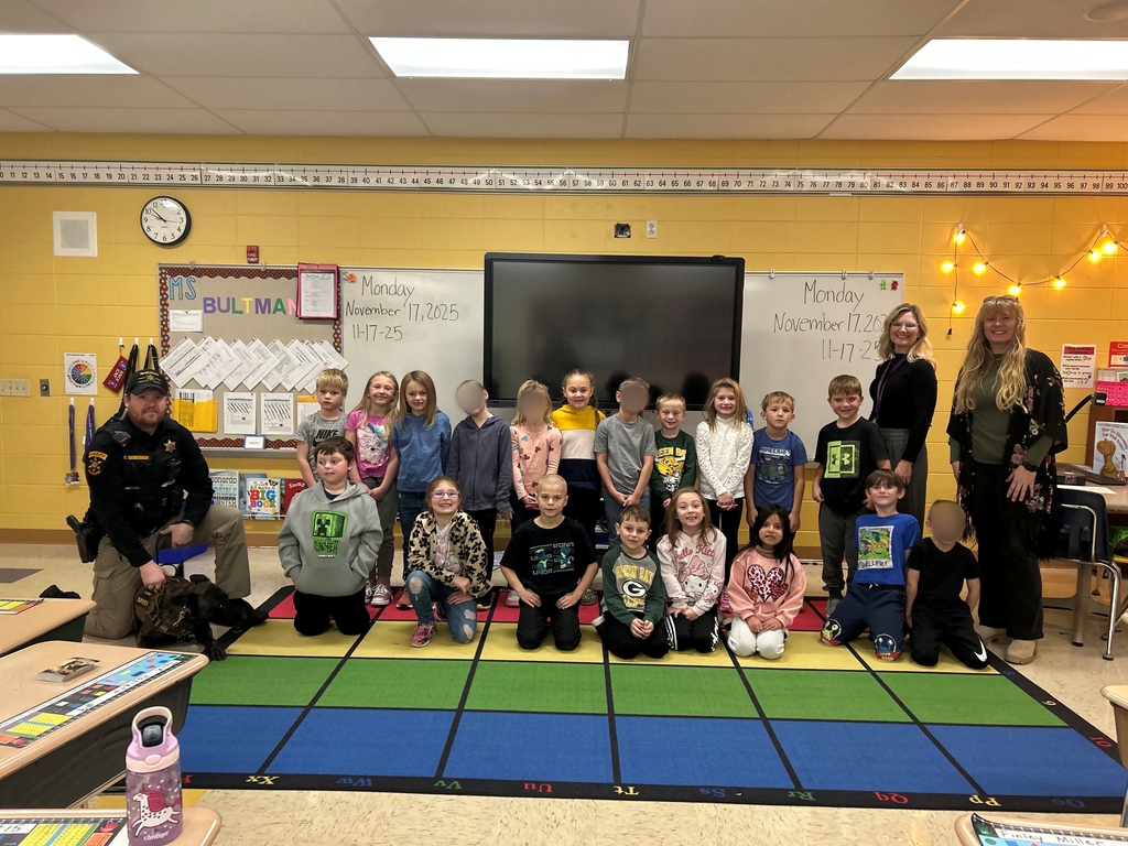 1st Grade gets visit from Sgt Schildgen and Aron 2025 Mrs Dilley and Ms Bultman