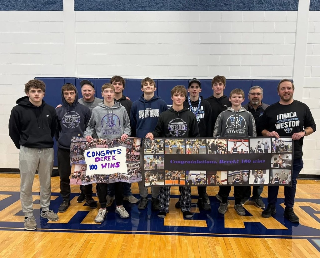 Senior Derek Franzen, Ithaca/Weston wrestler earns 100th win with team