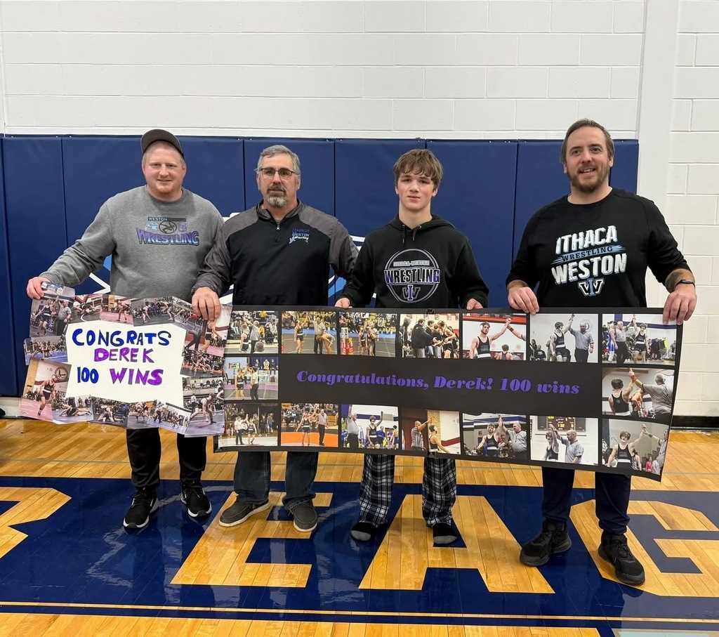 Senior Derek Franzen, Ithaca/Weston wrestler earns 100th win with coaches