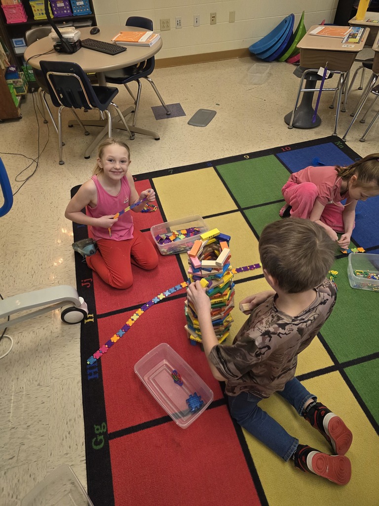 K-2 Indoor recess Jan 2026 blocks towers and clipping cubes