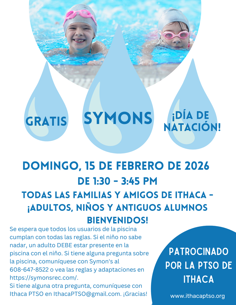 Ithaca PTSO Free Symons Swim Day - February 15, 2026 Gratis Symons dia de natacion 15 de febrero de 2026