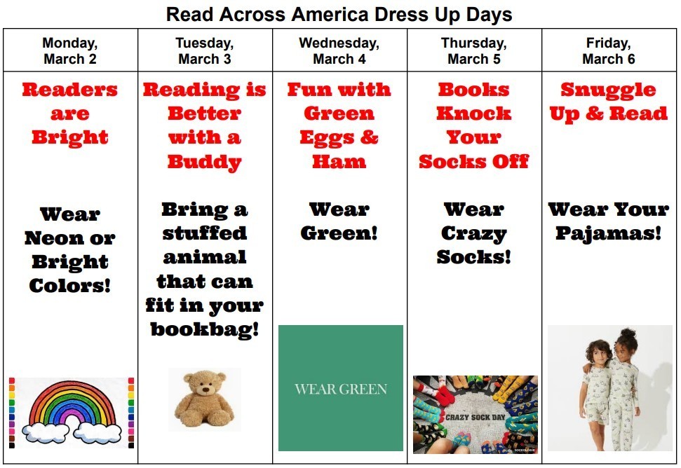 Read Across America 2026 Dress Up Days