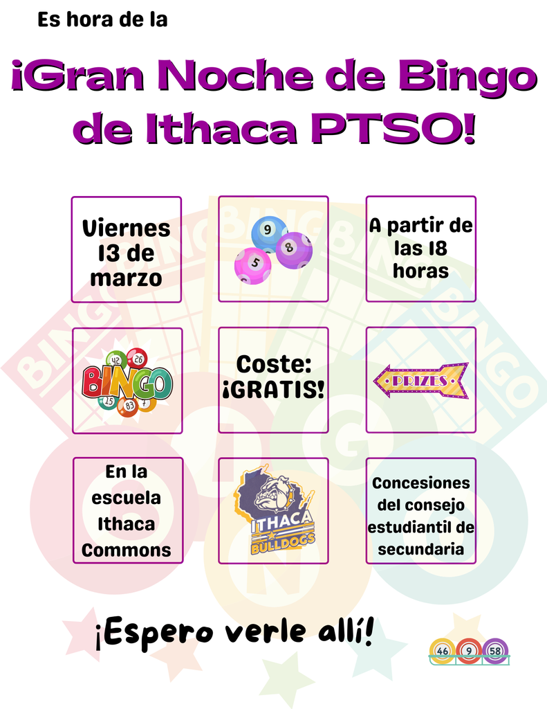 Ithaca PTSO's Big Bingo Night 2026 Spanish